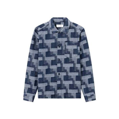 Les Deux Layton Denim Jacquard Overshirt